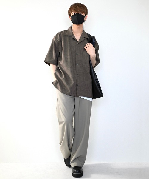 CLEL(クレイル)の「【CLEL】Linen-Touch Loose Half Sleeve Open Collar Shirt / リネンタッチ ルーズ 半袖オープンカラーシャツ(シャツ/ブラウス・メンズ・カーキブラウン/グレー系その他/グレイッシュベージュ・S/M/L)」の10枚目の写真