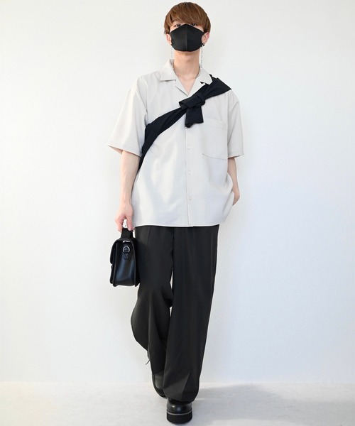 CLEL(クレイル)の「【CLEL】Linen-Touch Loose Half Sleeve Open Collar Shirt / リネンタッチ ルーズ 半袖オープンカラーシャツ(シャツ/ブラウス・メンズ・カーキブラウン/グレー系その他/グレイッシュベージュ・S/M/L)」の19枚目の写真