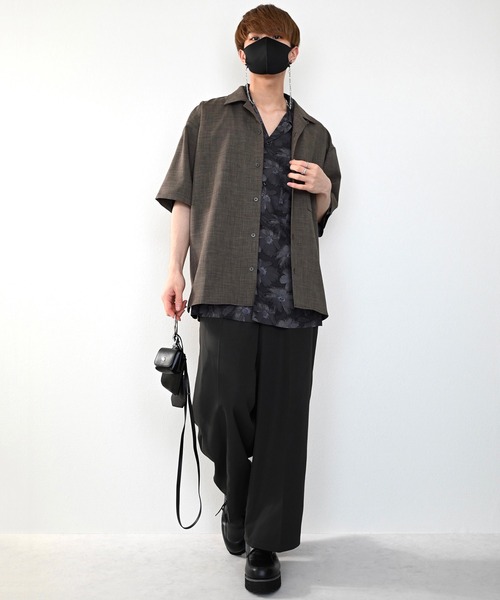 CLEL(クレイル)の「【CLEL】Linen-Touch Loose Half Sleeve Open Collar Shirt / リネンタッチ ルーズ 半袖オープンカラーシャツ(シャツ/ブラウス・メンズ・カーキブラウン/グレー系その他/グレイッシュベージュ・S/M/L)」の8枚目の写真