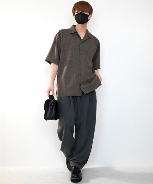 CLEL(クレイル)の「【CLEL】Linen-Touch Loose Half Sleeve Open Collar Shirt / リネンタッチ ルーズ 半袖オープンカラーシャツ(シャツ/ブラウス・メンズ・カーキブラウン/グレー系その他/グレイッシュベージュ・S/M/L)」の11枚目の写真