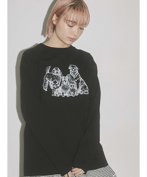 merry jenny（メリージェニー）の「dog longtee（Tシャツ/カットソー・レディース・オフホワイト/ブラック・FREE）」の13枚目の写真