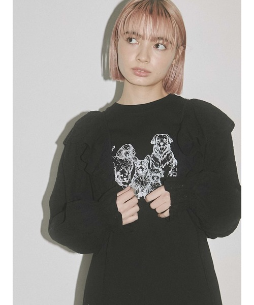 merry jenny（メリージェニー）の「dog longtee（Tシャツ/カットソー・レディース・オフホワイト/ブラック・FREE）」の18枚目の写真