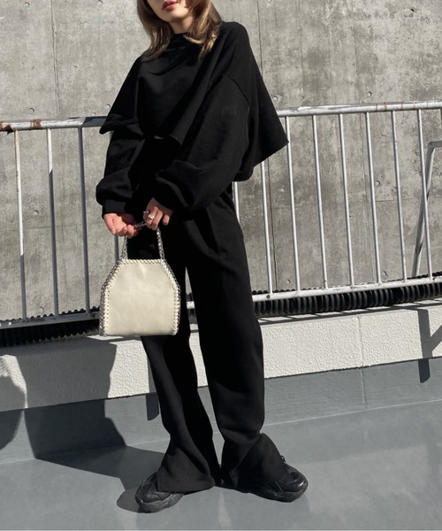 LVEU.（ラブユ.）の「Chain faux leather 2way bag / チェーン合皮2wayバッグ（ハンドバッグ・レディース・ブラック/アイボリー・FREE）」の12枚目の写真