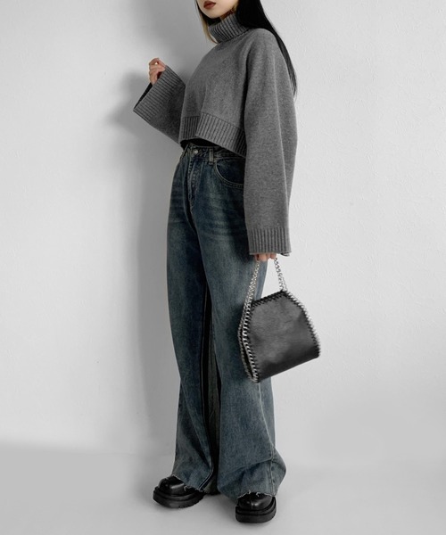 LVEU.（ラブユ.）の「Chain faux leather 2way bag / チェーン合皮2wayバッグ（ハンドバッグ・レディース・ブラック/アイボリー・FREE）」の20枚目の写真