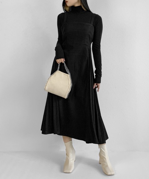 LVEU.（ラブユ.）の「Chain faux leather 2way bag / チェーン合皮2wayバッグ（ハンドバッグ・レディース・ブラック/アイボリー・FREE）」の6枚目の写真