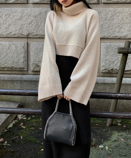 LVEU.（ラブユ.）の「Chain faux leather 2way bag / チェーン合皮2wayバッグ（ハンドバッグ・レディース・ブラック/アイボリー・FREE）」の9枚目の写真