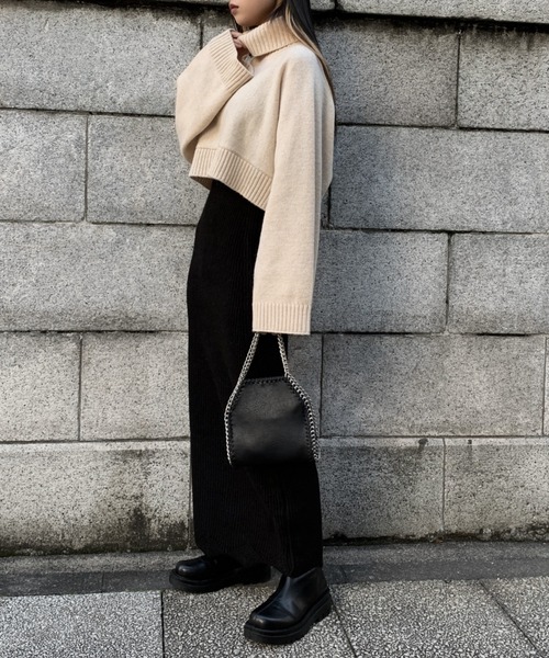 LVEU.（ラブユ.）の「Chain faux leather 2way bag / チェーン合皮2wayバッグ（ハンドバッグ・レディース・ブラック/アイボリー・FREE）」の10枚目の写真