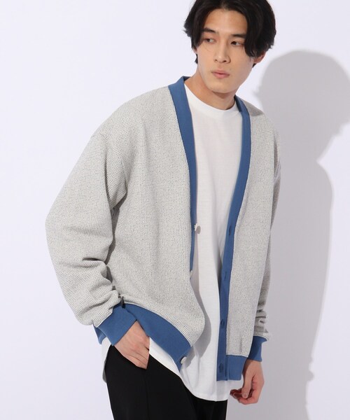 THE SHOP TK （ザ ショップ ティーケー ）の「◆粗杢ワッフルカーディガン（カーディガン/ボレロ・メンズ・ネイビー/オフホワイト/パープル・03/04/02）」の16枚目の写真