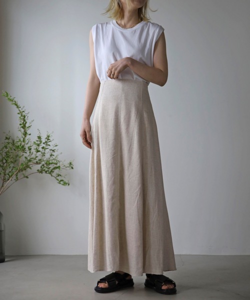 UNFIELD（アンフィールド）の「【UNFIELD】麻混バックレースアップスカート（スカート・レディース・ブラック/アイボリー・FREE）」の4枚目の写真