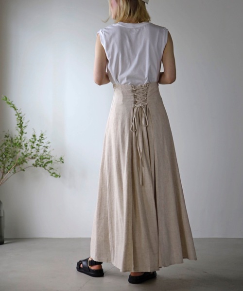 UNFIELD（アンフィールド）の「【UNFIELD】麻混バックレースアップスカート（スカート・レディース・ブラック/アイボリー・FREE）」の11枚目の写真