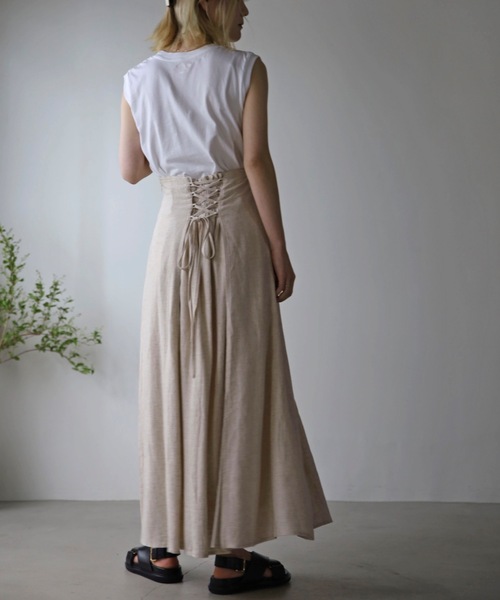 UNFIELD（アンフィールド）の「【UNFIELD】麻混バックレースアップスカート（スカート・レディース・ブラック/アイボリー・FREE）」の12枚目の写真