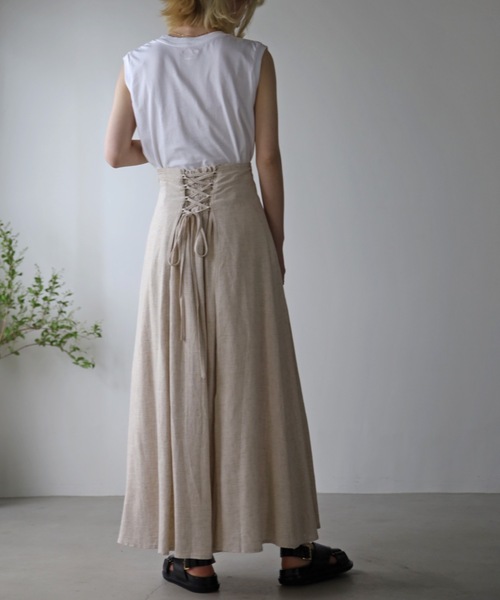 UNFIELD（アンフィールド）の「【UNFIELD】麻混バックレースアップスカート（スカート・レディース・ブラック/アイボリー・FREE）」の13枚目の写真