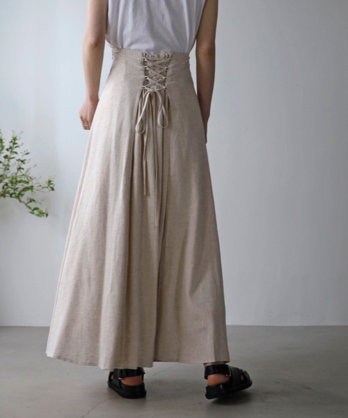 UNFIELD（アンフィールド）の「【UNFIELD】麻混バックレースアップスカート（スカート・レディース・ブラック/アイボリー・FREE）」の14枚目の写真