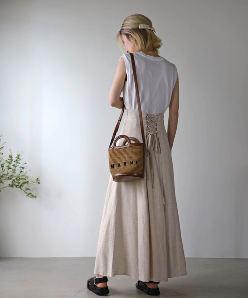 UNFIELD（アンフィールド）の「【UNFIELD】麻混バックレースアップスカート（スカート・レディース・ブラック/アイボリー・FREE）」の19枚目の写真