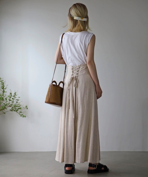 UNFIELD（アンフィールド）の「【UNFIELD】麻混バックレースアップスカート（スカート・レディース・ブラック/アイボリー・FREE）」の20枚目の写真