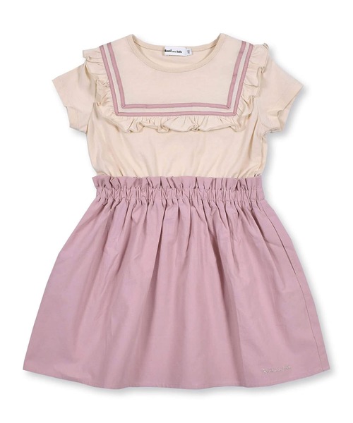 Noeilaimebebe フリル付きドッキング天竺ワンピース 80 130cm ワンピース Noeil Aime Bebe ノイユエイムベベ のファッション通販 Zozotown