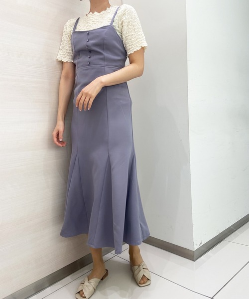 solleim（ソルレム）の「ボタンディテールマーメイドキャミワンピース（ジャンパースカート・レディース・ブラック/パープル/グリーン/ベージュ・M）」の7枚目の写真