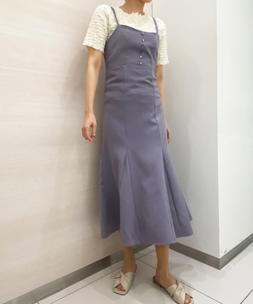 solleim（ソルレム）の「ボタンディテールマーメイドキャミワンピース（ジャンパースカート・レディース・ブラック/パープル/グリーン/ベージュ・M）」の5枚目の写真