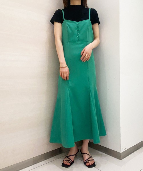 セール】ボタンディテールマーメイドキャミワンピース