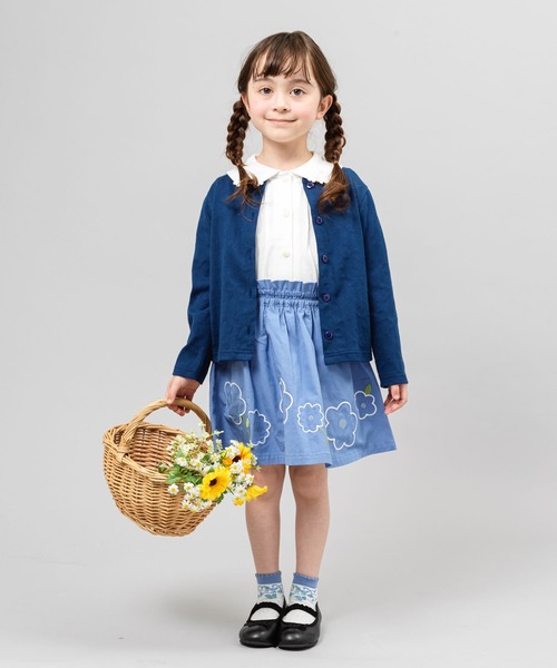 KP(ケーピー)の「花刺しゅうコットンツイルフレアースカート(100-130cm)(スカート・キッズ・カーキ/ブルー・110cm/100cm/120cm/130cm)」の8枚目の写真
