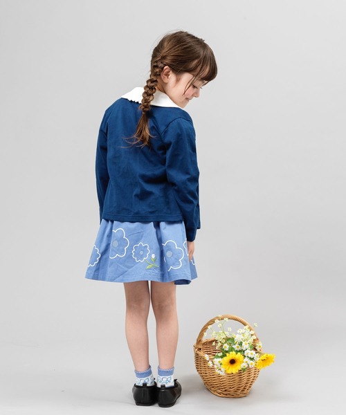 KP(ケーピー)の「花刺しゅうコットンツイルフレアースカート(100-130cm)(スカート・キッズ・カーキ/ブルー・110cm/100cm/120cm/130cm)」の7枚目の写真