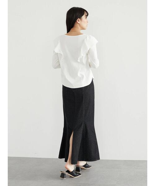 Sugar spoon（シュガースプーン）の「・SUGAR SPOON ラッフルショルダーロンT（Tシャツ/カットソー・レディース・ブラック/オフホワイト/イエロー/グリーン・FREE）」の7枚目の写真