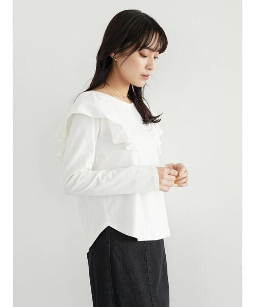 Sugar spoon（シュガースプーン）の「・SUGAR SPOON ラッフルショルダーロンT（Tシャツ/カットソー・レディース・ブラック/オフホワイト/イエロー/グリーン・FREE）」の8枚目の写真