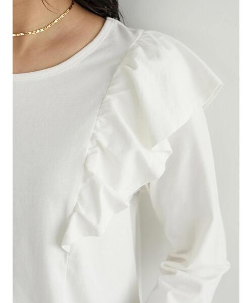 Sugar spoon（シュガースプーン）の「・SUGAR SPOON ラッフルショルダーロンT（Tシャツ/カットソー・レディース・ブラック/オフホワイト/イエロー/グリーン・FREE）」の11枚目の写真