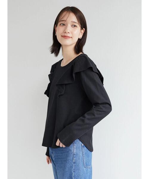 Sugar spoon（シュガースプーン）の「・SUGAR SPOON ラッフルショルダーロンT（Tシャツ/カットソー・レディース・ブラック/オフホワイト/イエロー/グリーン・FREE）」の15枚目の写真