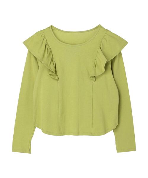 Sugar spoon（シュガースプーン）の「・SUGAR SPOON ラッフルショルダーロンT（Tシャツ/カットソー・レディース・ブラック/オフホワイト/イエロー/グリーン・FREE）」の16枚目の写真