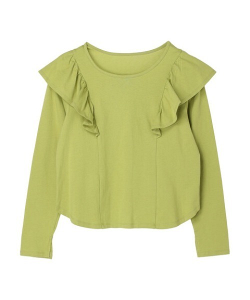 Sugar spoon（シュガースプーン）の「・SUGAR SPOON ラッフルショルダーロンT（Tシャツ/カットソー・レディース・ブラック/オフホワイト/イエロー/グリーン・FREE）」の3枚目の写真