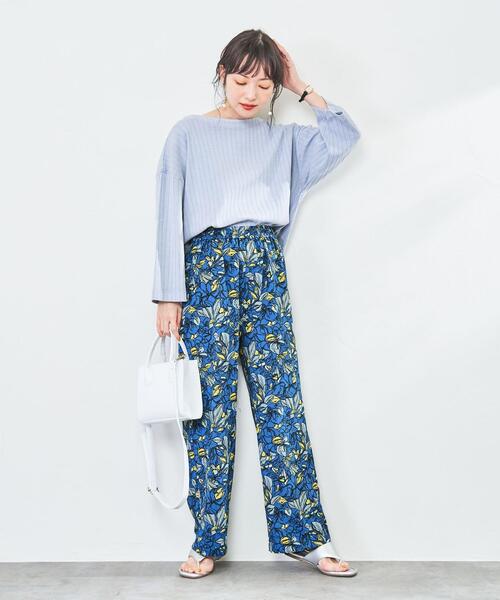 総柄プリントストレートイージーパンツ