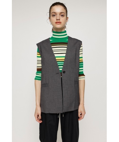 SLY(スライ)の「OVER TAILOR N/C VEST オーバー テイラー ベスト(ベスト・レディース・ベージュ/杢グレー・FREE)」の7枚目の写真