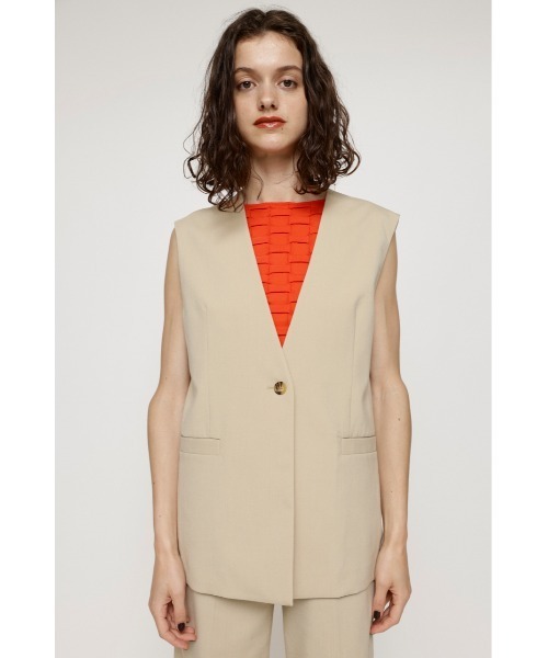 SLY(スライ)の「OVER TAILOR N/C VEST オーバー テイラー ベスト(ベスト・レディース・ベージュ/杢グレー・FREE)」の14枚目の写真