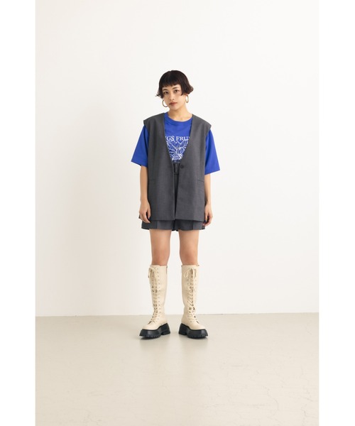 SLY(スライ)の「OVER TAILOR N/C VEST オーバー テイラー ベスト(ベスト・レディース・ベージュ/杢グレー・FREE)」の19枚目の写真