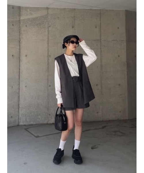 SLY(スライ)の「OVER TAILOR N/C VEST オーバー テイラー ベスト(ベスト・レディース・ベージュ/杢グレー・FREE)」の21枚目の写真