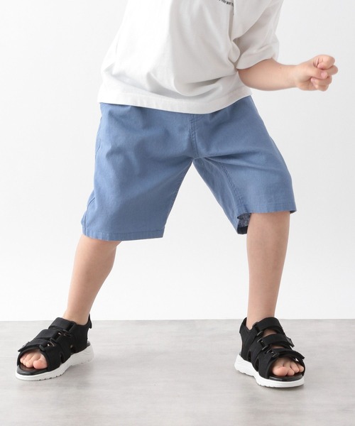 GLOBAL WORK（グローバルワーク）の「キッズ/ソフトタッチ綿麻ショーツ/262785（その他パンツ・キッズ・ネイビー/カーキ/ライトイエロー/ライトピンク/サックスブルー/オレンジ・110cm/100cm/120cm/130cm/140cm/150cm/160cm）」の4枚目の写真