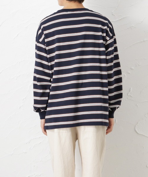 VISION STREET WEAR(ヴィジョンストリートウェア)の「USAコットン 先染めボーダーロングスリーブTシャツ(Tシャツ/カットソー・メンズ・ネイビー/チャコール・M/L)」の8枚目の写真
