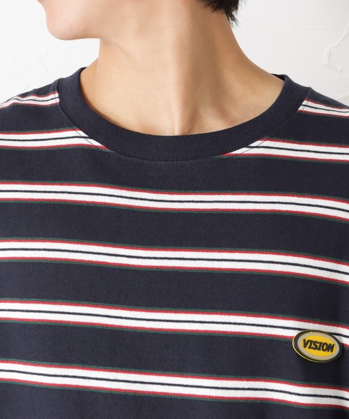 VISION STREET WEAR(ヴィジョンストリートウェア)の「USAコットン 先染めボーダーロングスリーブTシャツ(Tシャツ/カットソー・メンズ・ネイビー/チャコール・M/L)」の12枚目の写真