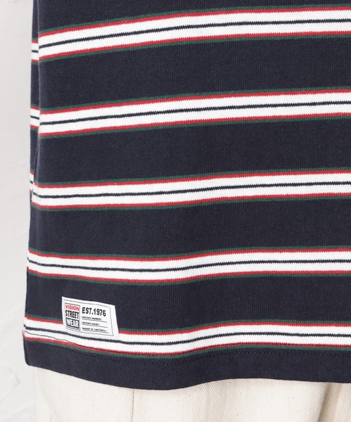 VISION STREET WEAR(ヴィジョンストリートウェア)の「USAコットン 先染めボーダーロングスリーブTシャツ(Tシャツ/カットソー・メンズ・ネイビー/チャコール・M/L)」の6枚目の写真