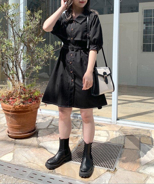 OLIVE des OLIVE(オリーブデオリーブ)の「【WEB限定カラー有】半袖トレンチミニワンピース(ワンピース・レディース・ブラック/ベージュ/オフホワイト/サックスブルー/ブラック系その他・FREE)」の9枚目の写真