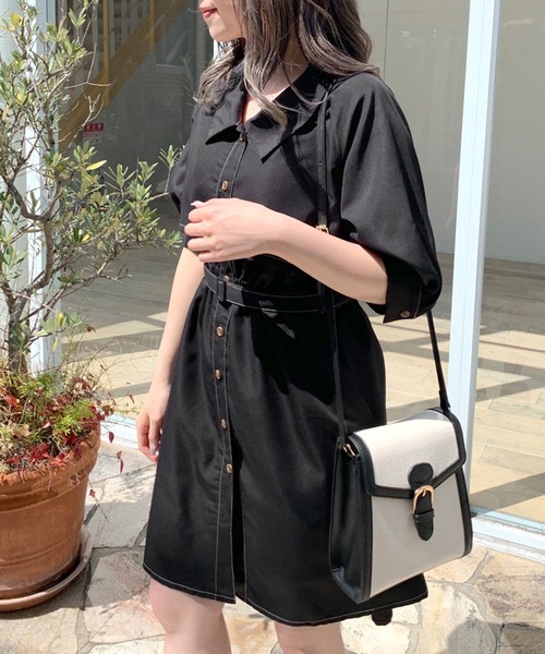 OLIVE des OLIVE(オリーブデオリーブ)の「【WEB限定カラー有】半袖トレンチミニワンピース(ワンピース・レディース・ブラック/ベージュ/オフホワイト/サックスブルー/ブラック系その他・FREE)」の13枚目の写真