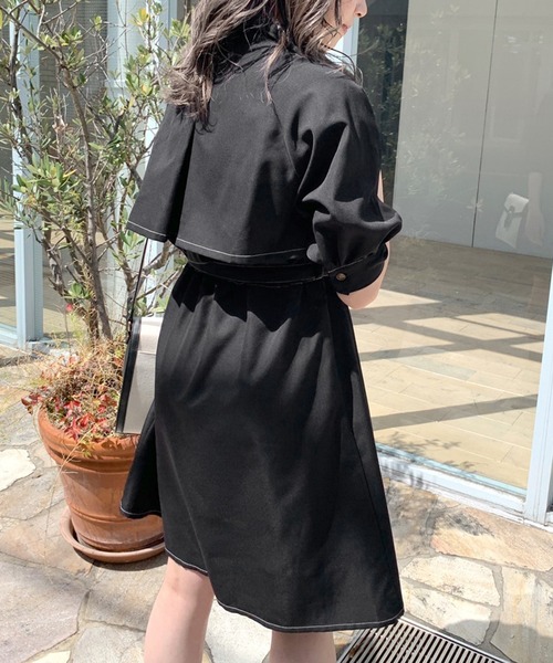 OLIVE des OLIVE(オリーブデオリーブ)の「【WEB限定カラー有】半袖トレンチミニワンピース(ワンピース・レディース・ブラック/ベージュ/オフホワイト/サックスブルー/ブラック系その他・FREE)」の14枚目の写真