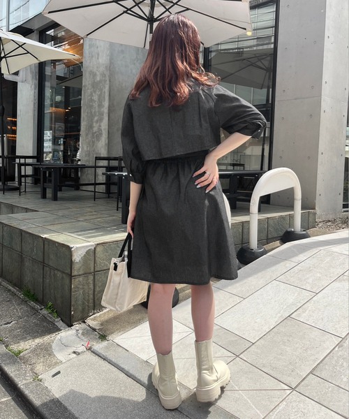 OLIVE des OLIVE(オリーブデオリーブ)の「【WEB限定カラー有】半袖トレンチミニワンピース(ワンピース・レディース・ブラック/ベージュ/オフホワイト/サックスブルー/ブラック系その他・FREE)」の16枚目の写真