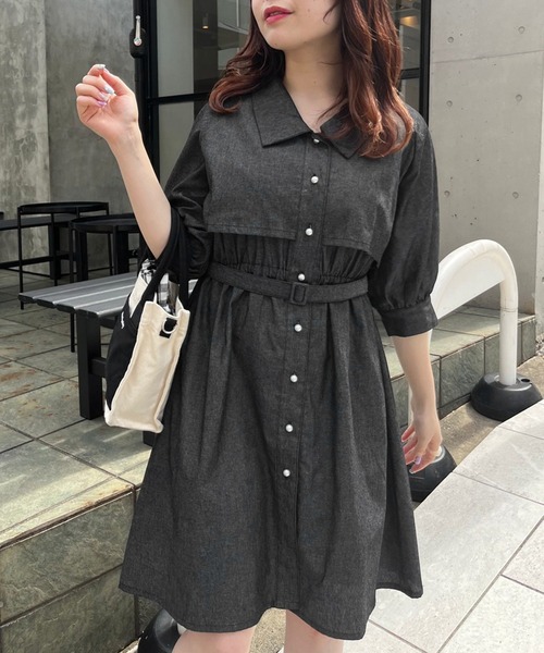 OLIVE des OLIVE(オリーブデオリーブ)の「【WEB限定カラー有】半袖トレンチミニワンピース(ワンピース・レディース・ブラック/ベージュ/オフホワイト/サックスブルー/ブラック系その他・FREE)」の17枚目の写真