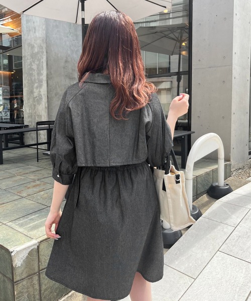 OLIVE des OLIVE(オリーブデオリーブ)の「【WEB限定カラー有】半袖トレンチミニワンピース(ワンピース・レディース・ブラック/ベージュ/オフホワイト/サックスブルー/ブラック系その他・FREE)」の18枚目の写真