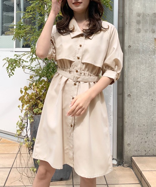 OLIVE des OLIVE(オリーブデオリーブ)の「【WEB限定カラー有】半袖トレンチミニワンピース(ワンピース・レディース・ブラック/ベージュ/オフホワイト/サックスブルー/ブラック系その他・FREE)」の20枚目の写真