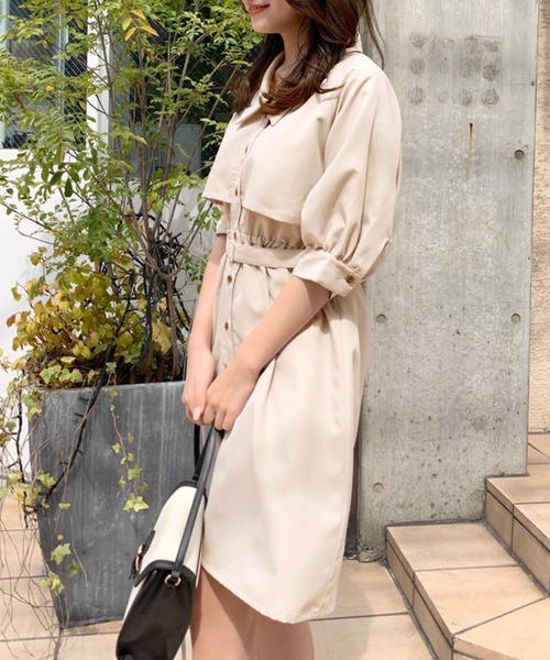 OLIVE des OLIVE(オリーブデオリーブ)の「【WEB限定カラー有】半袖トレンチミニワンピース(ワンピース・レディース・ブラック/ベージュ/オフホワイト/サックスブルー/ブラック系その他・FREE)」の21枚目の写真