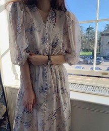 Leja | 【LEJA】Vネック花柄透け感ロングワンピース(ワンピース)