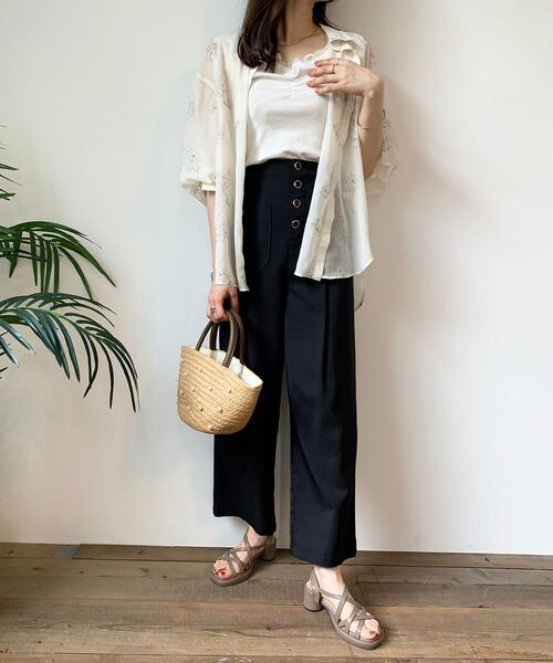 MAJESTIC LEGON(マジェスティックレゴン)の「ハイウエストワイドパンツ(その他パンツ・レディース・ピンク/ネイビー/ブラック・MEDIUM)」の7枚目の写真